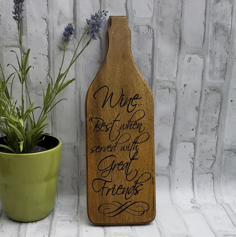 Wooden Wine Bottle Leaning Wall Art